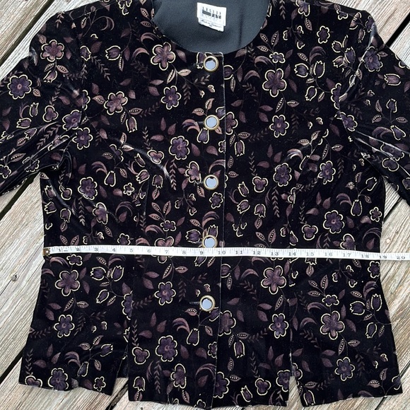 Leslie Fay black velvet jacket 14P - Picture 7 of 9